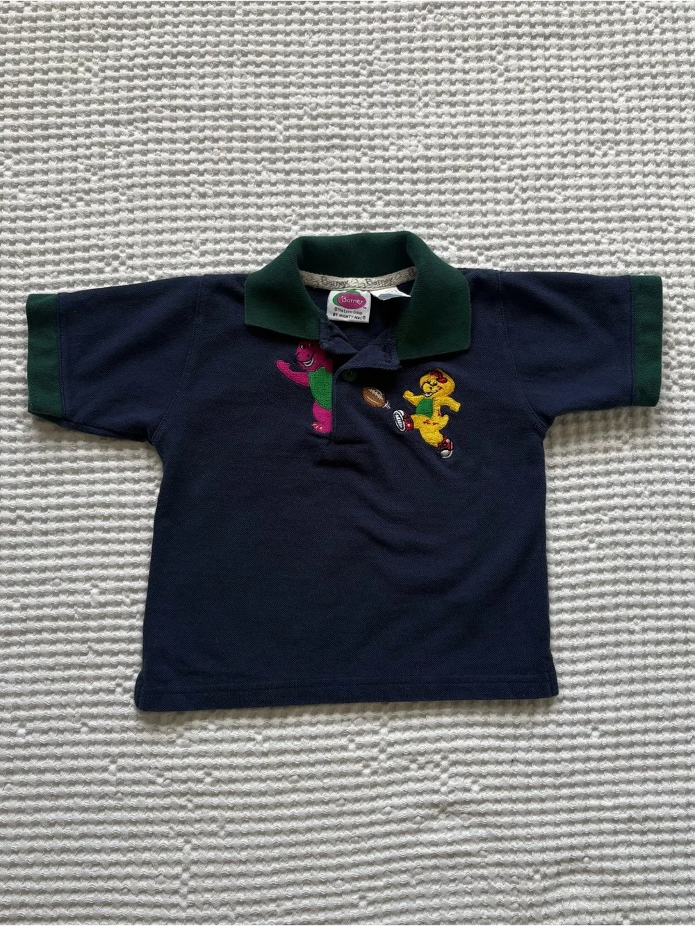 Vintage 90’s Barney BJ Football Embroidered Polo Toddler Boys 3T